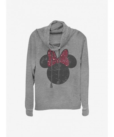 Disney Minnie Mouse Minnie Leopard Bow Cowlneck Long-Sleeve Girls Top $17.96 Tops