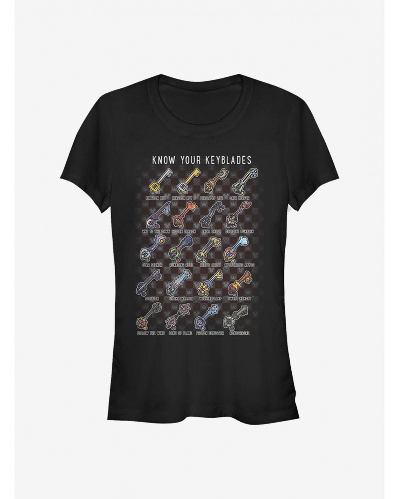 Disney Kingdom Hearts Keyblades Chart Girls T-Shirt $10.71 T-Shirts