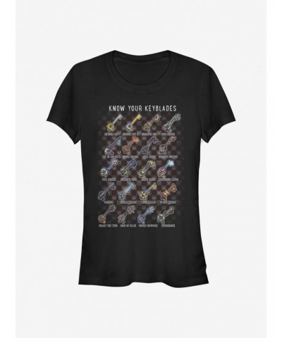 Disney Kingdom Hearts Keyblades Chart Girls T-Shirt $10.71 T-Shirts