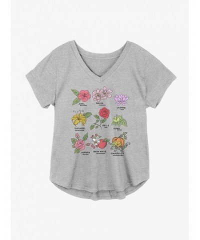 Disney Princesses Flower Icons Girls Plus Size T-Shirt $8.96 T-Shirts