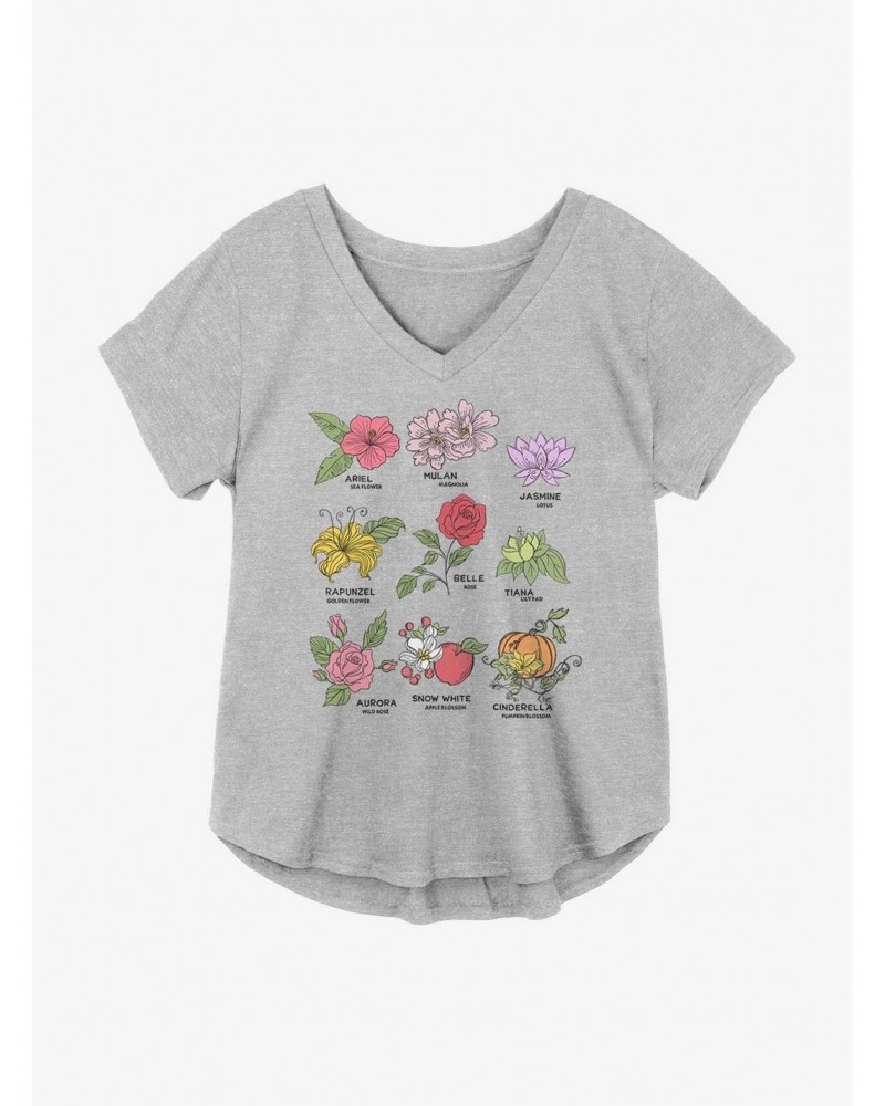 Disney Princesses Flower Icons Girls Plus Size T-Shirt $8.96 T-Shirts