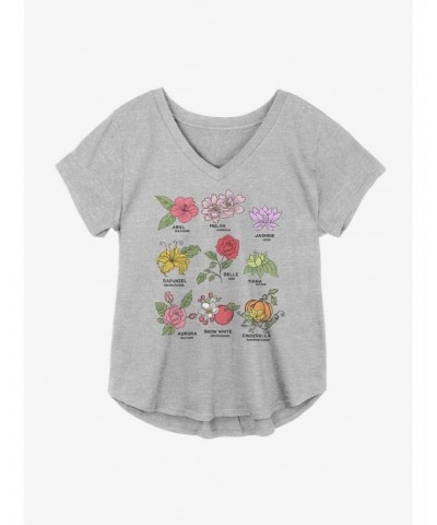 Disney Princesses Flower Icons Girls Plus Size T-Shirt $8.96 T-Shirts