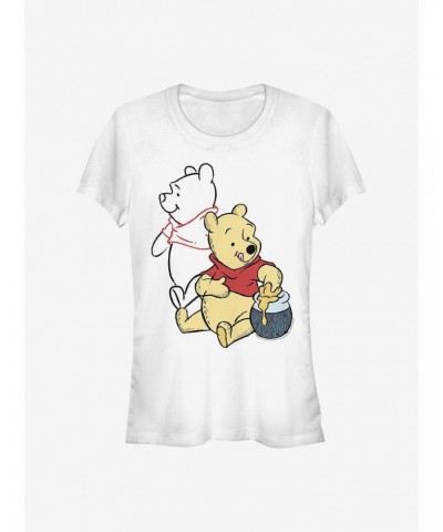 Disney Winnie The Pooh Pooh Line Art Girls T-Shirt $9.96 T-Shirts