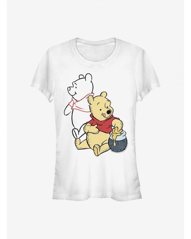 Disney Winnie The Pooh Pooh Line Art Girls T-Shirt $9.96 T-Shirts