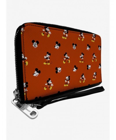 Disney Mickey Mouse Poses and Expressions Scattered Red Zip Around Wallet $15.50 Wallets