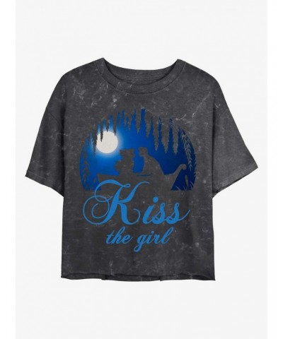 Disney The Little Mermaid Kiss The Girl Vignette Mineral Wash Crop Girls T-Shirt $13.29 T-Shirts