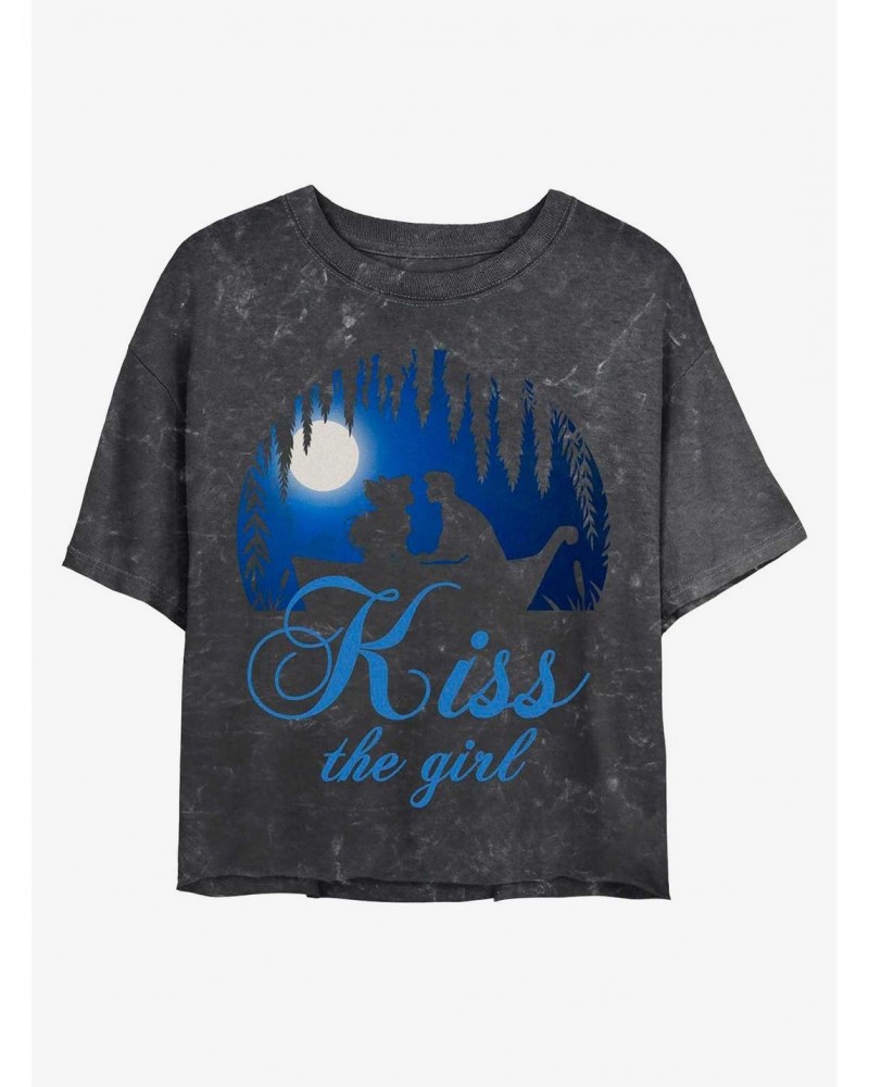 Disney The Little Mermaid Kiss The Girl Vignette Mineral Wash Crop Girls T-Shirt $13.29 T-Shirts