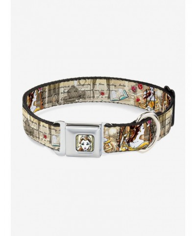 Disney Beauty And The Beast Belle Sketch Poses Seatbelt Buckle Dog Collar $9.96 Pet Collars