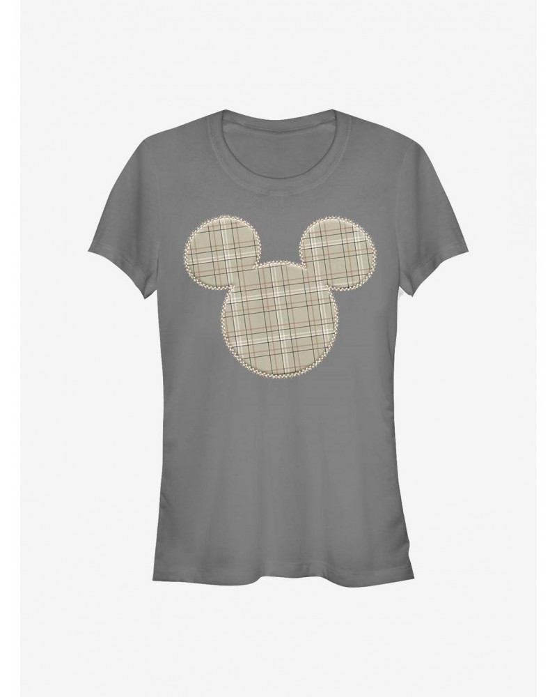 Disney Mickey Mouse Plaid Patch Mickey Girls T-Shirt $7.97 T-Shirts