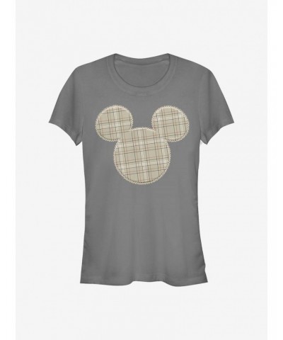 Disney Mickey Mouse Plaid Patch Mickey Girls T-Shirt $7.97 T-Shirts