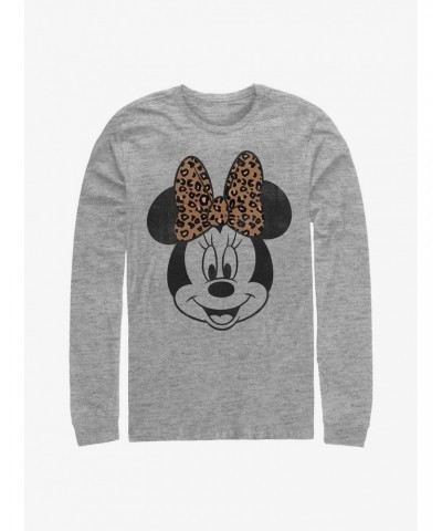 Disney Minnie Mouse Modern Minnie Face Leopard Long-Sleeve T-Shirt $11.84 T-Shirts