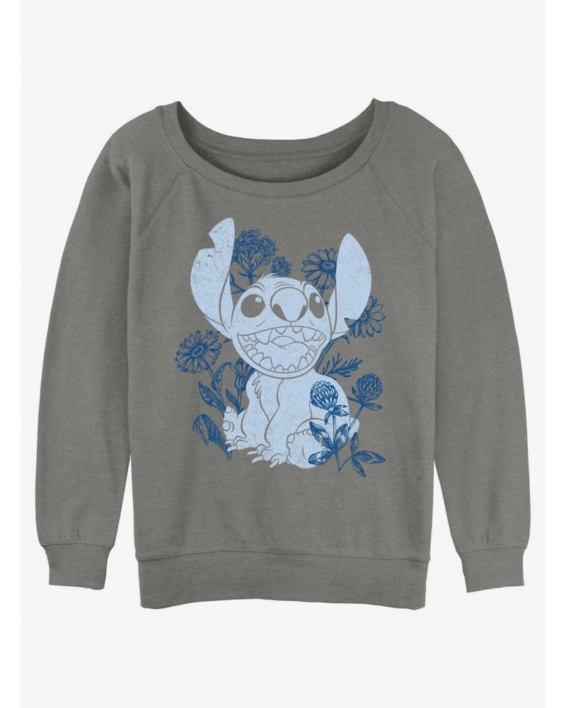 Disney Lilo & Stitch Floral Sketch Girls Slouchy Sweatshirt $17.71 Sweatshirts