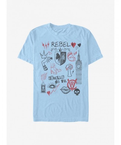 Disney Cruella Rebel Queen Doodles T-Shirt $7.17 T-Shirts