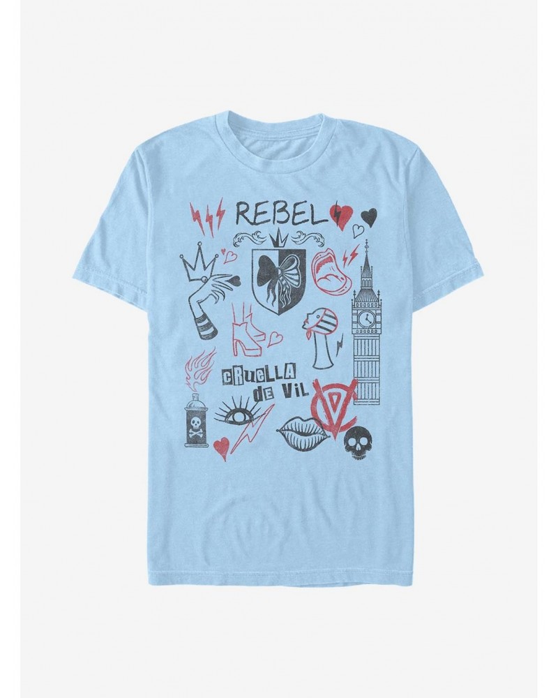 Disney Cruella Rebel Queen Doodles T-Shirt $7.17 T-Shirts