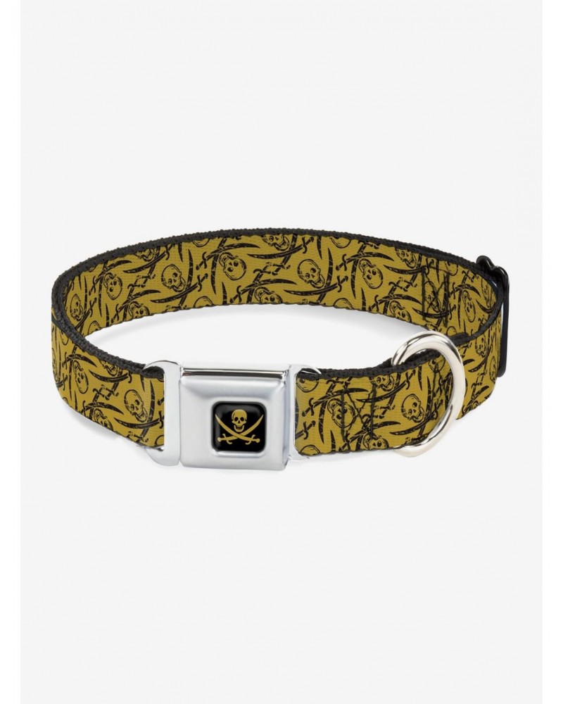 Disney Pirates Of The Caribbean Scattered Weathered Seatbelt Buckle Dog Collar $9.71 Pet Collars