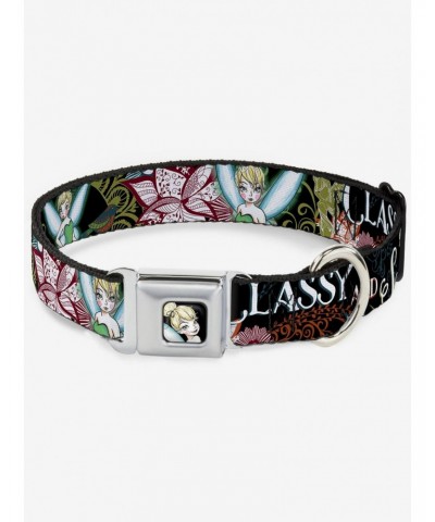 Disney Tinker Bell Floral Collage Seatbelt Buckle Dog Collar $8.22 Pet Collars