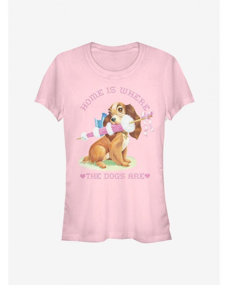 Disney Lady And The Tramp Home Is Where The Dogs Are Classic Girls T-Shirt $11.95 T-Shirts