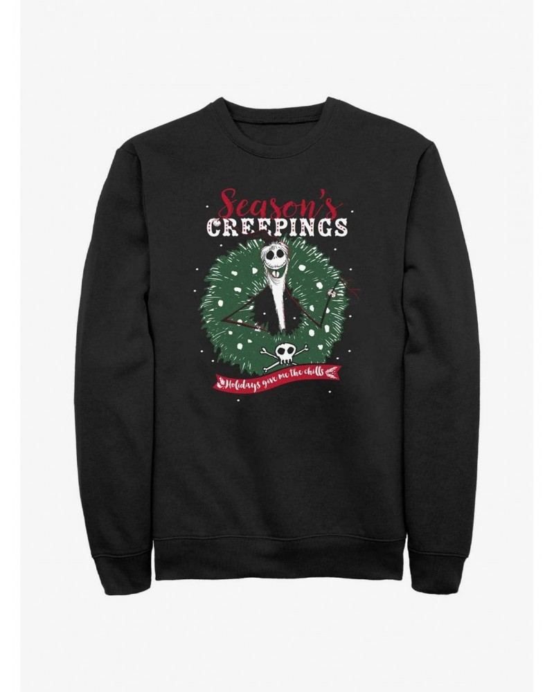 Disney The Nightmare Before Christmas Santa Jack Season's Creepings Wreath Sweatshirt $14.76 Sweatshirts