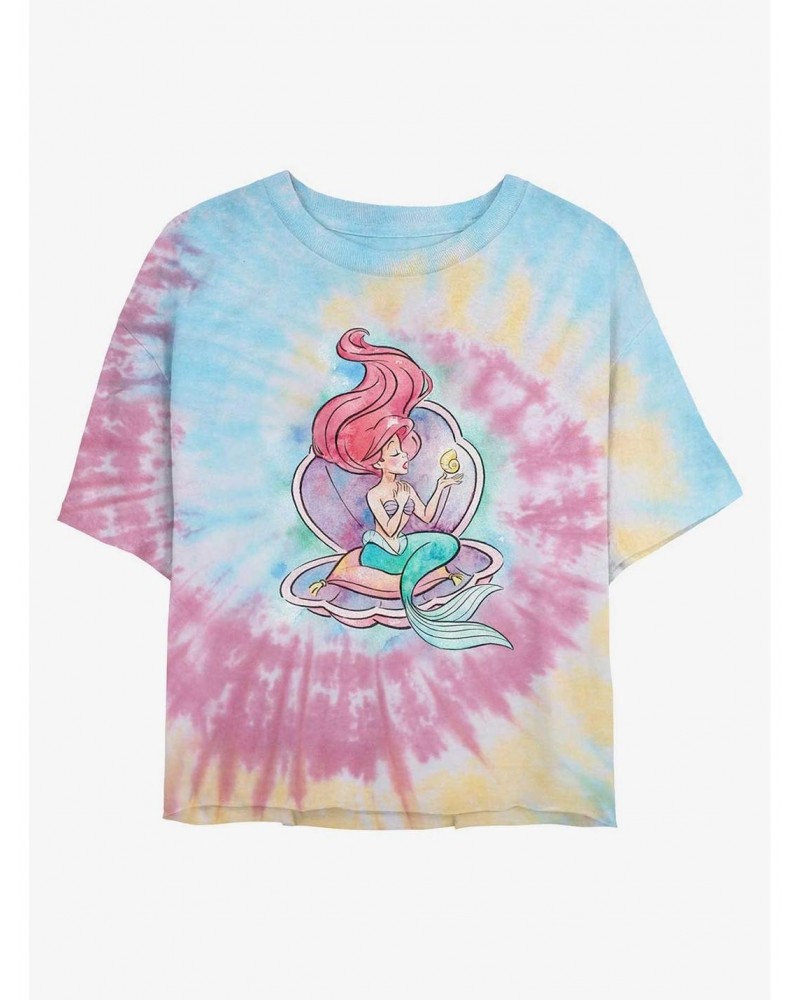 Disney The Little Mermaid Shining Voice Tie Dye Crop Girls T-Shirt $12.37 T-Shirts