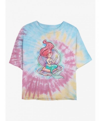 Disney The Little Mermaid Shining Voice Tie Dye Crop Girls T-Shirt $12.37 T-Shirts