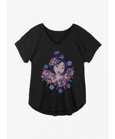 Disney Mulan Floral Portrait Girls Plus Size T-Shirt $14.45 T-Shirts