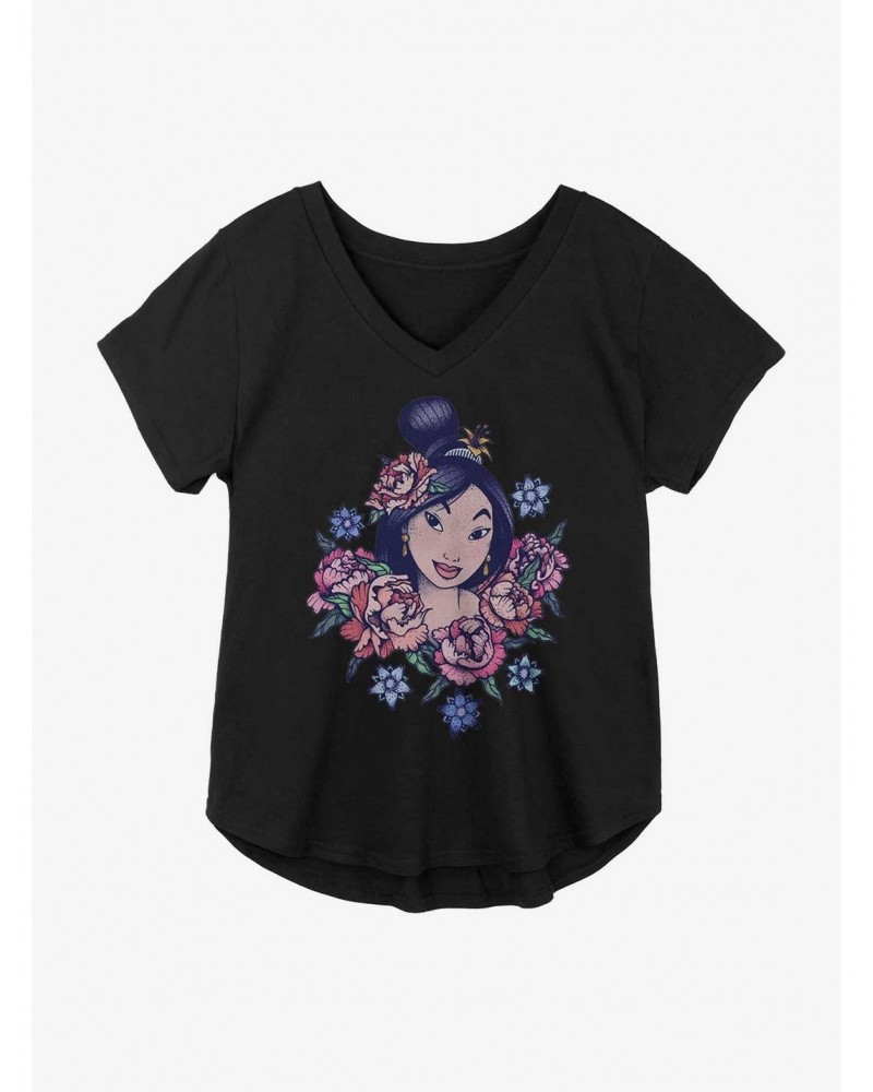 Disney Mulan Floral Portrait Girls Plus Size T-Shirt $14.45 T-Shirts