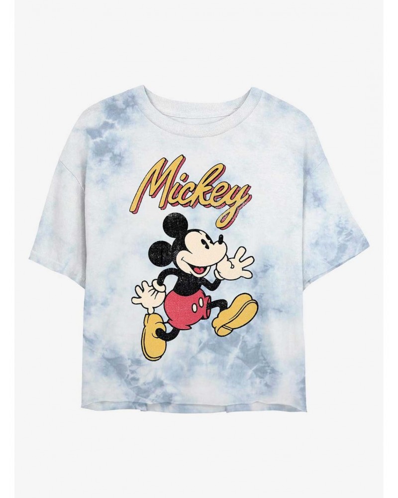 Disney Mickey Mouse Vintage Mickey Tie-Dye Girls Crop T-Shirt $10.40 T-Shirts