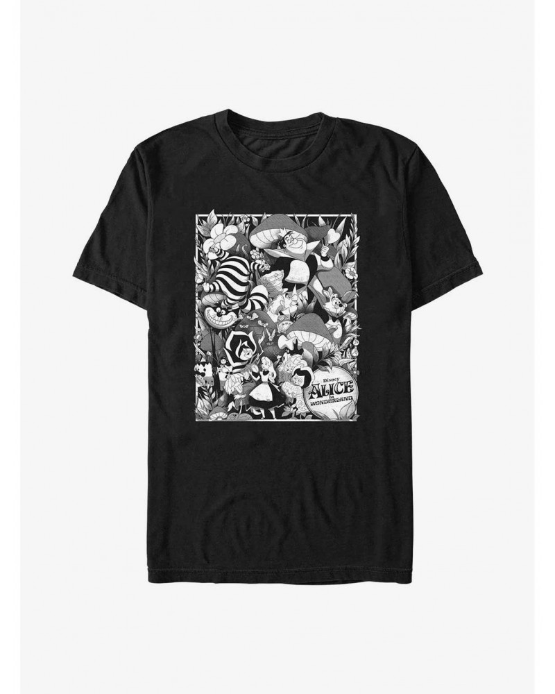 Disney Alice in Wonderland Grayscale Poster Big & Tall T-Shirt $12.56 T-Shirts