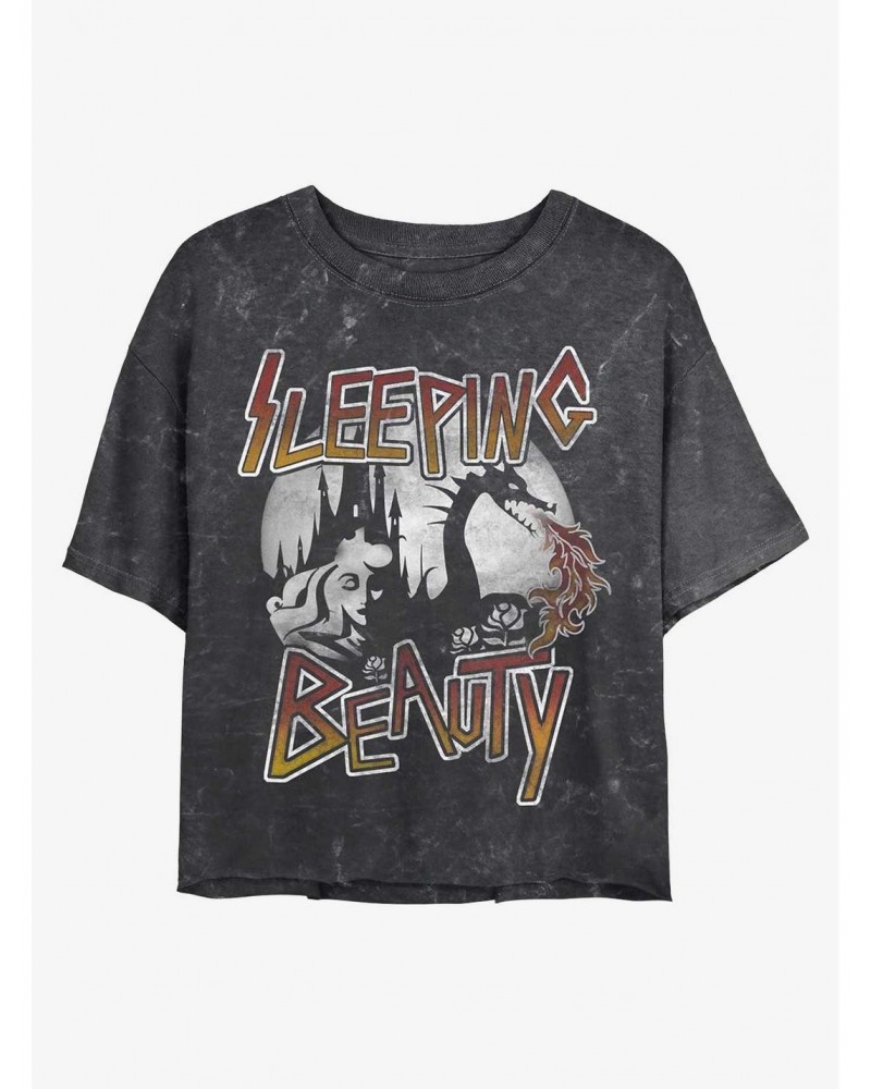 Disney Princesses Sleeping Beauty Mineral Wash Crop Girls T-Shirt $8.67 T-Shirts