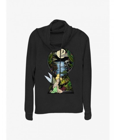 Disney Tinker Bell Keyhole To Neverland Cowl Neck Long-Sleeve Top $14.82 Tops