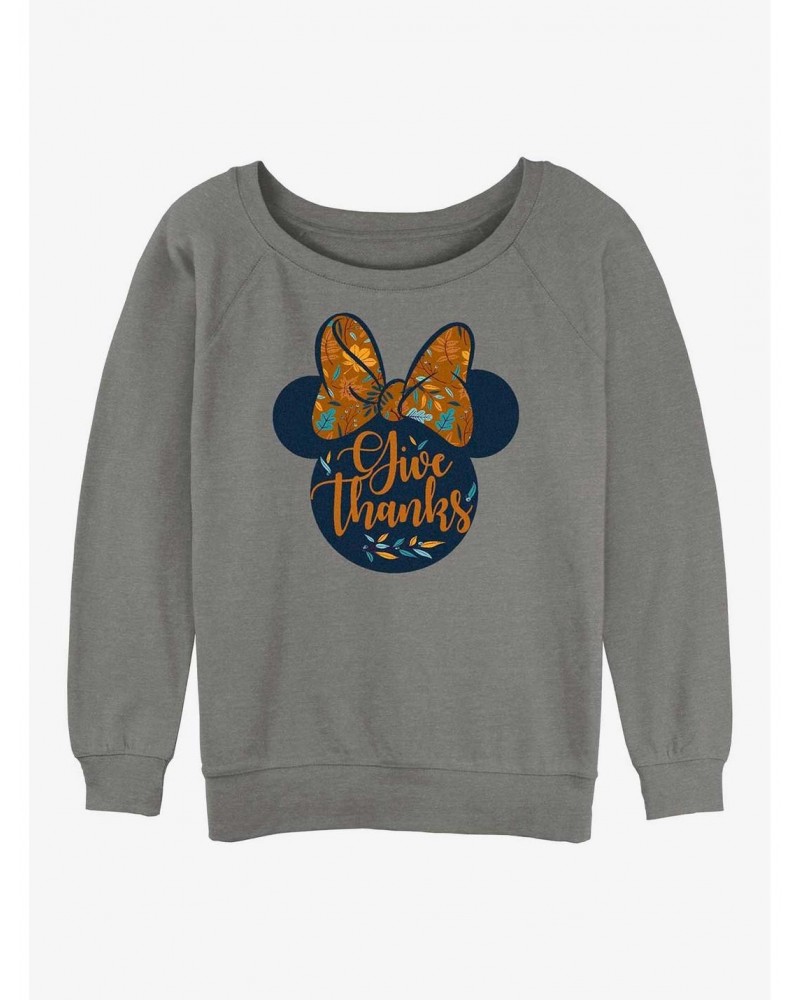 Disney Minnie Mouse Give Thanks Girls Slouchy Sweatshirt $13.28 Sweatshirts