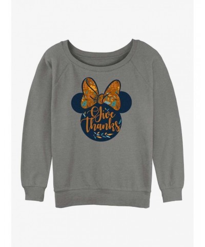 Disney Minnie Mouse Give Thanks Girls Slouchy Sweatshirt $13.28 Sweatshirts