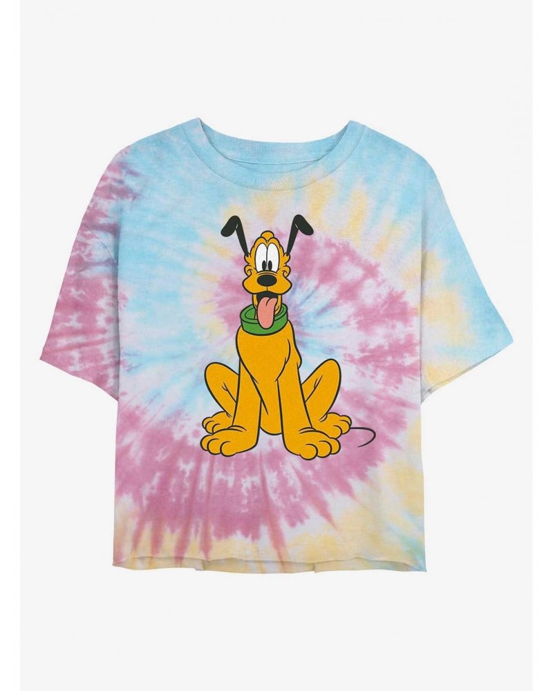 Disney Pluto Classic Pluto Tie Dye Crop Girls T-Shirt $9.68 T-Shirts