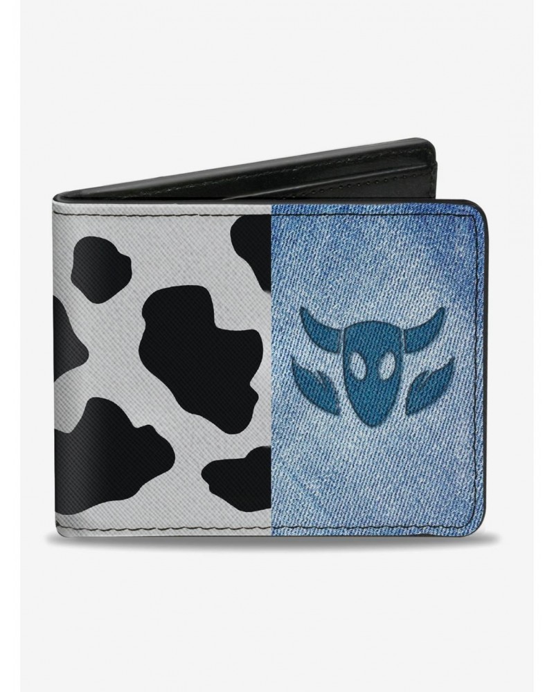 Disney Pixar Toy Story Woody Denim Cowboy Bull Icon Cow Print Bifold Wallet $7.52 Wallets