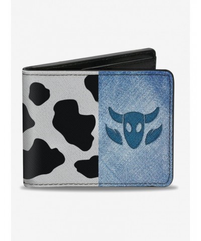 Disney Pixar Toy Story Woody Denim Cowboy Bull Icon Cow Print Bifold Wallet $7.52 Wallets