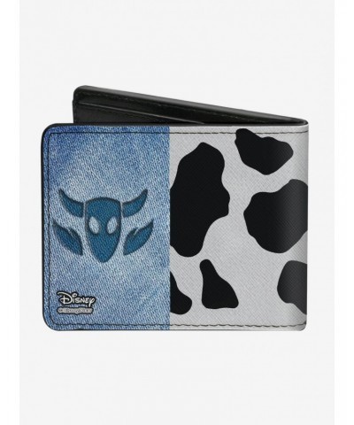 Disney Pixar Toy Story Woody Denim Cowboy Bull Icon Cow Print Bifold Wallet $7.52 Wallets