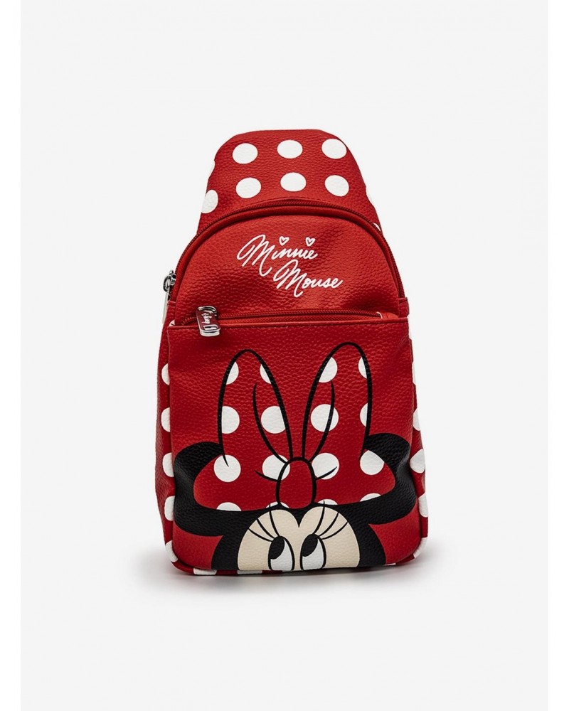 Disney Minnie Mouse Face Close Up with Polka Dots Crossbody Bag $15.02 Bags