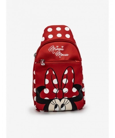 Disney Minnie Mouse Face Close Up with Polka Dots Crossbody Bag $15.02 Bags