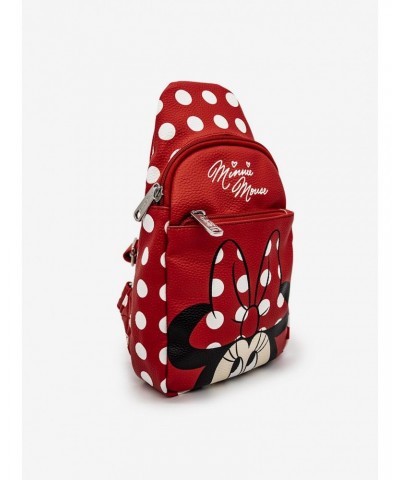 Disney Minnie Mouse Face Close Up with Polka Dots Crossbody Bag $15.02 Bags