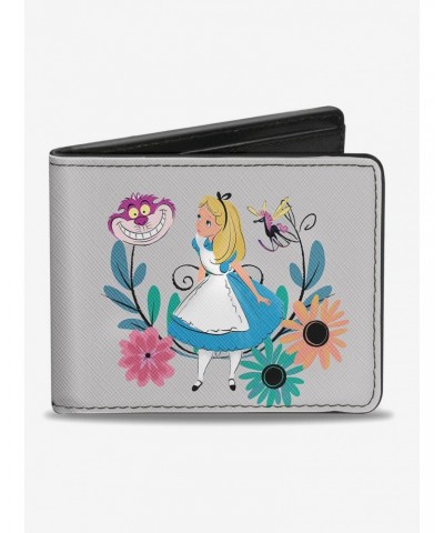 Disney Alice In Wonderland Alice and Chelshire Cat Flowers Bi-Fold Wallet $7.94 Wallets