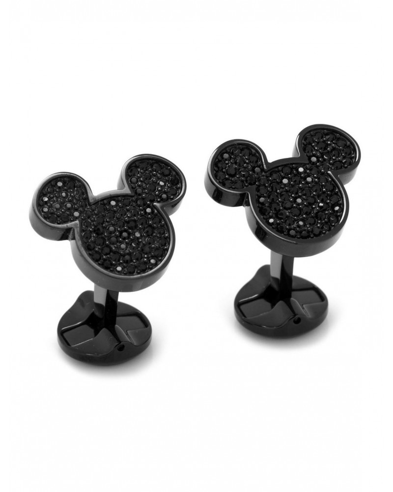 Disney Mickey Mouse Stainless Steel Black Pave Crystal Cufflinks $90.67 Cufflinks