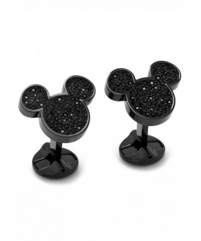 Disney Mickey Mouse Stainless Steel Black Pave Crystal Cufflinks $90.67 Cufflinks