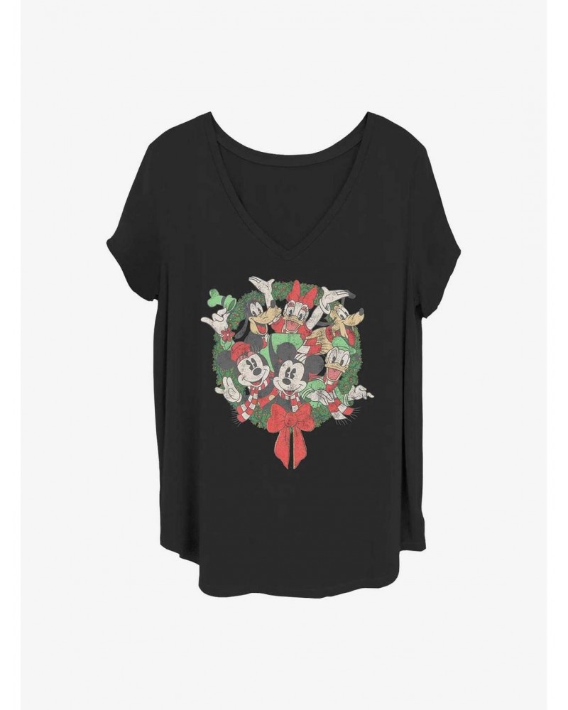 Disney Mickey Mouse Mickey Friends Wreath Girls T-Shirt Plus Size $9.25 T-Shirts