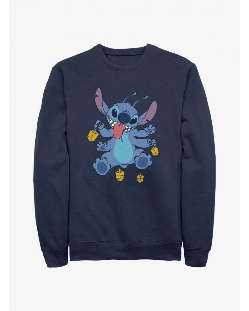 Disney Lilo & Stitch Hanukkah Spinning Dreidels Sweatshirt $12.55 Sweatshirts