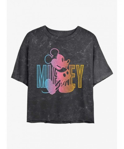 Disney Mickey Mouse Mickey Pose Mineral Wash Crop Girls T-Shirt $13.58 T-Shirts