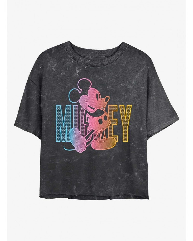 Disney Mickey Mouse Mickey Pose Mineral Wash Crop Girls T-Shirt $13.58 T-Shirts