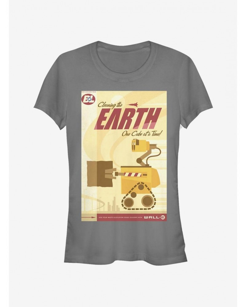 Disney Pixar Wall-E Cleaning The Earth Poster Girls T-Shirt $10.71 T-Shirts