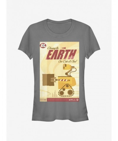 Disney Pixar Wall-E Cleaning The Earth Poster Girls T-Shirt $10.71 T-Shirts