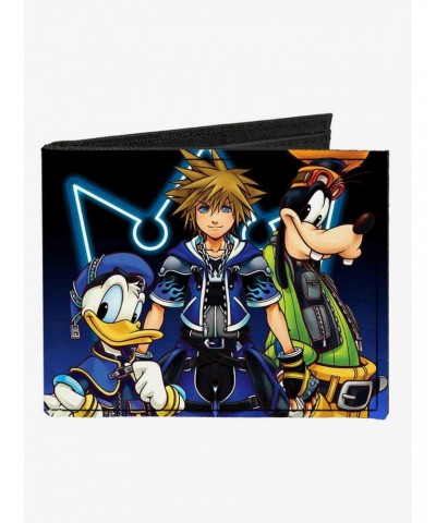 Disney Kingdom Hearts II Donald Wisdom Form Sora Goofy Diamonds Canvas Bifold Wallet $9.20 Wallets