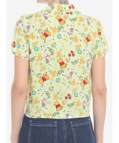 Disney Winnie The Pooh Cottagecore Floral Tie-Front Girls Woven Button-Up $7.66 Button-Up